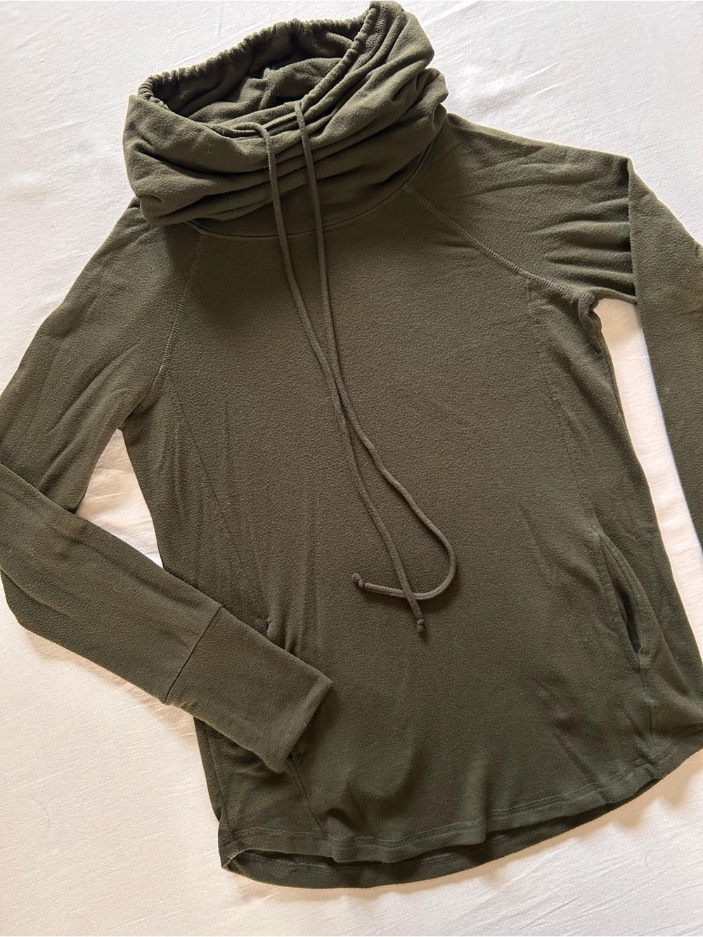 Pink Clover Olive Cowl Neck Fleece Pullover